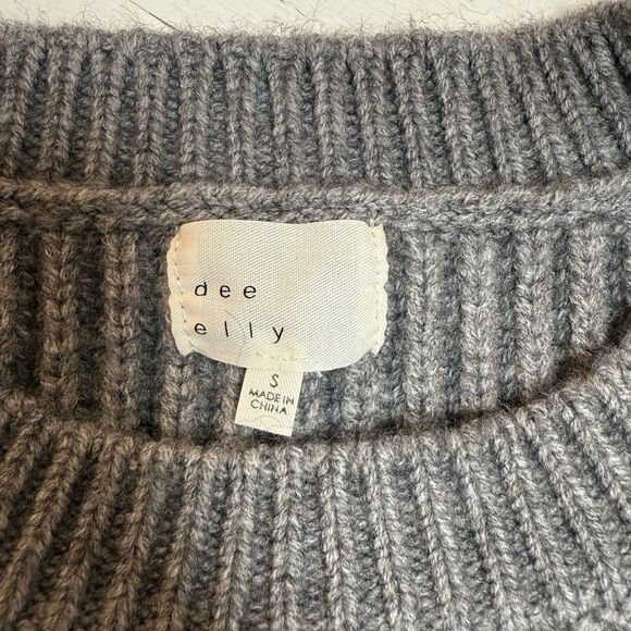 Dee Elly Sweater S Chunky Heavy Knit Ribbed Structured Pullover Cropped Gray - Picture 9 of 11